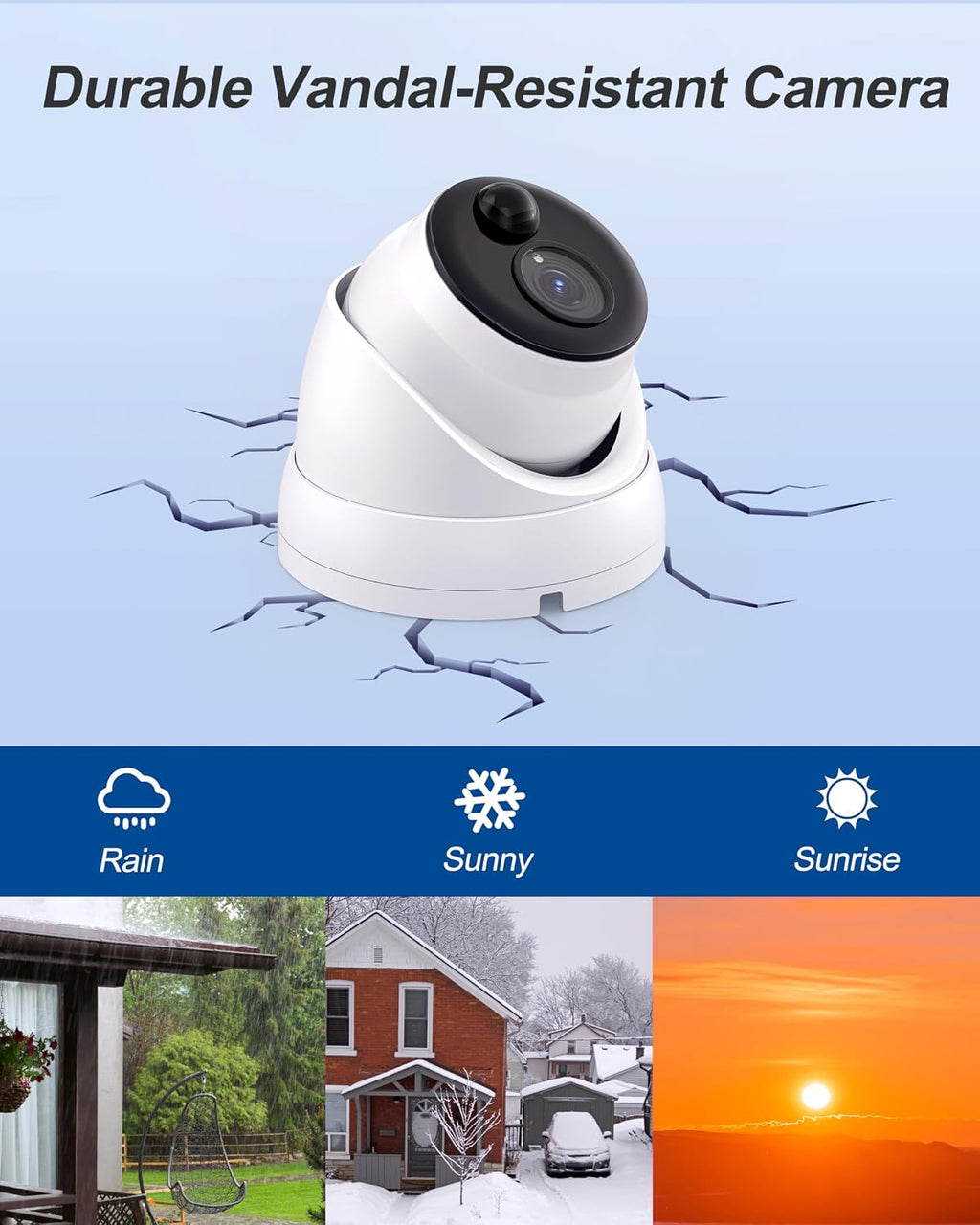 Swann Home Security Camera,PoE Cat5e NVR 4K HD Video, Indoor or Outdoor Wired Surveillance CCTV Dome,Color Night Vision,Heat Motion Detection,Metal Housing,Local Storage
