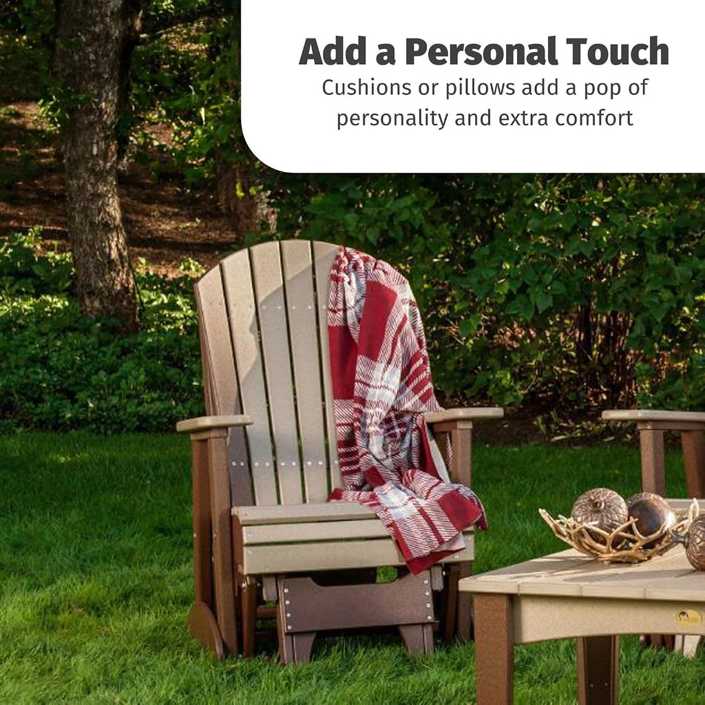 LuxCraft 2' Adirondack Glider Chair, Outdoor Patio Rocking Glider, Gliding Rocker for Outside (Lime Green & Black)