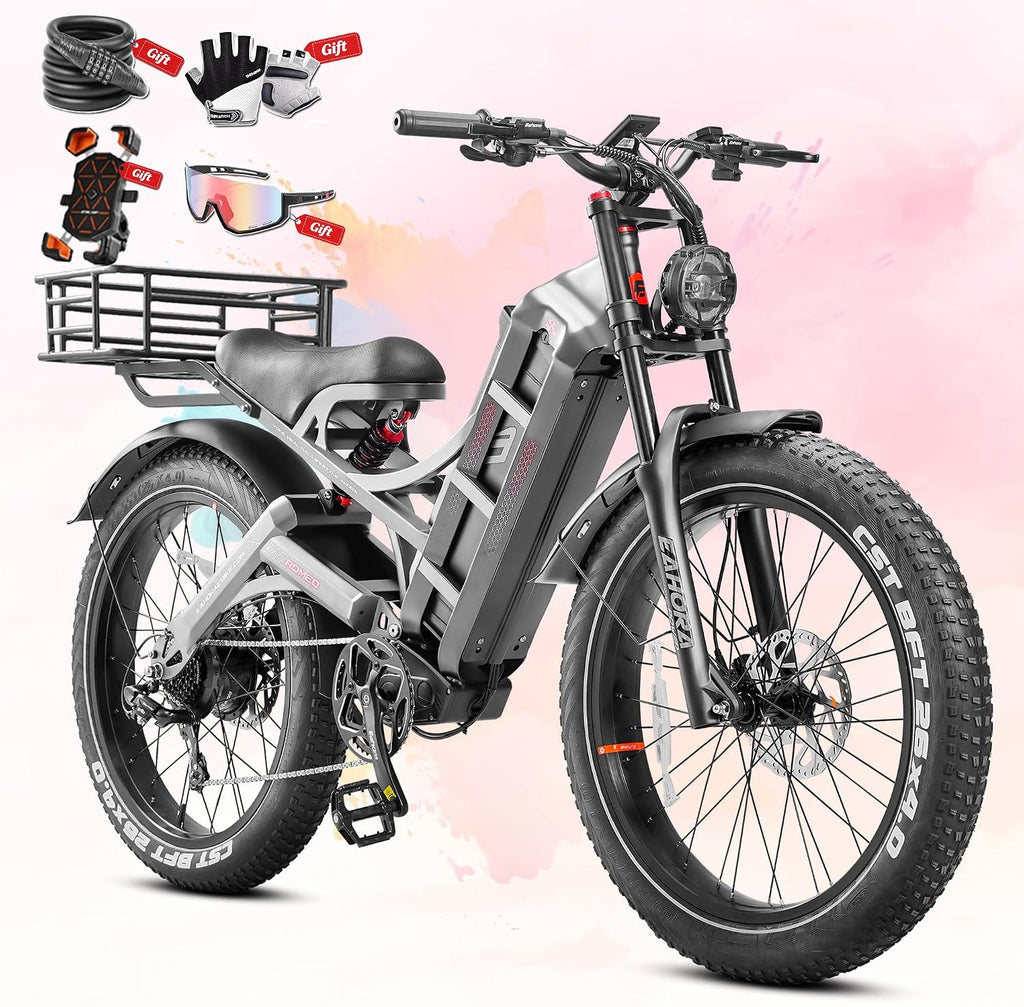 eAhora 2026 Romeo Pro 3/2 50-46Mph Electric Bike for Adults 5600W/4000W/2500W Dual Motor Ebike 60V/80Ah 52V/70Ah Long Range Fat Tire Full Suspension Electric Mountain Bicycle