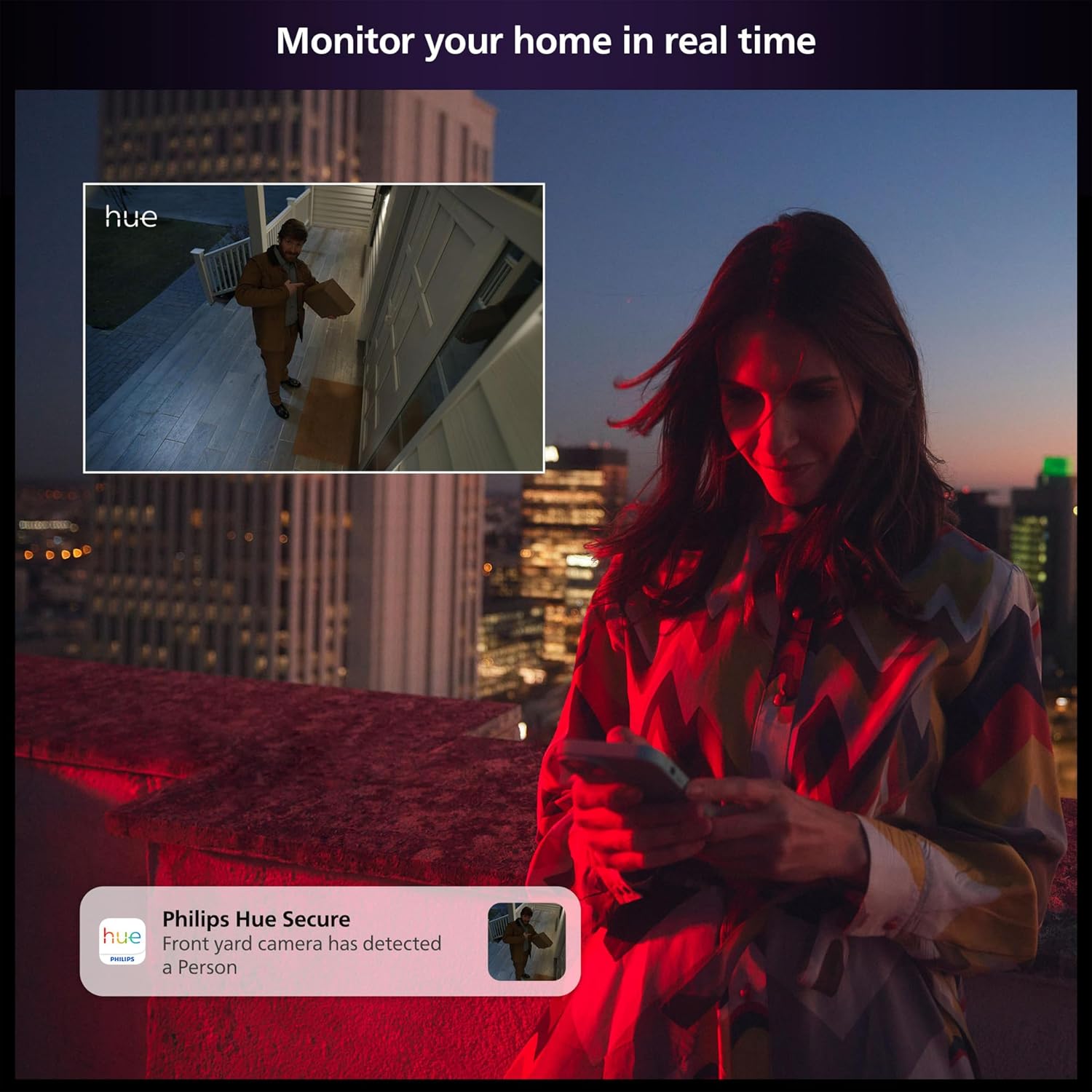 Philips Hue Secure Wired Camera-2 Pack, 1080P Resolution, Notifications, Seamless Integration, Continuous Power, Indoor and Outdoor, White. Free 24-Hour Video History