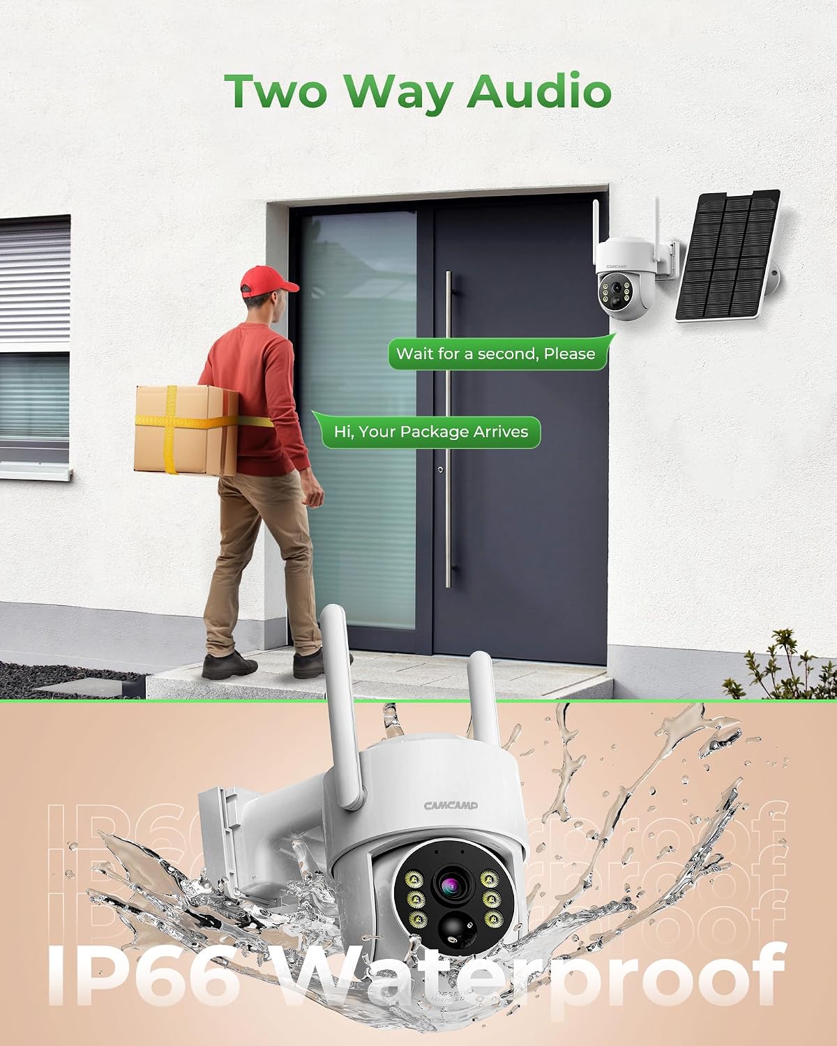 CAMCAMP Solar Security Cameras Wireless Outdoor with 10' Monitor, 10CH NVR 2K Solar Home Security Camera System with 360° Color Night Vision,2-Way Audio,500GB Local Storage,No Monthly Fee,No Need WiFi