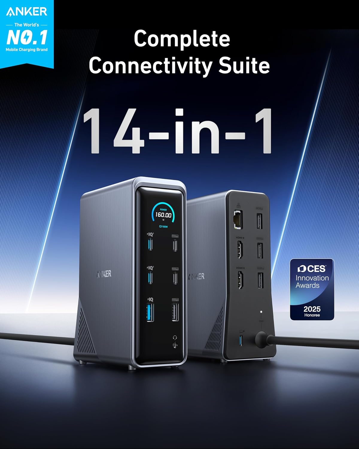 Anker Prime Charging Docking Station with 160W Max Output, 14 Ports, Dual 4K Displays with Anker Prime Power Bank, 27,650mAh 3-Port 250W Portable Charger for MacBook, iPhone, Samsung