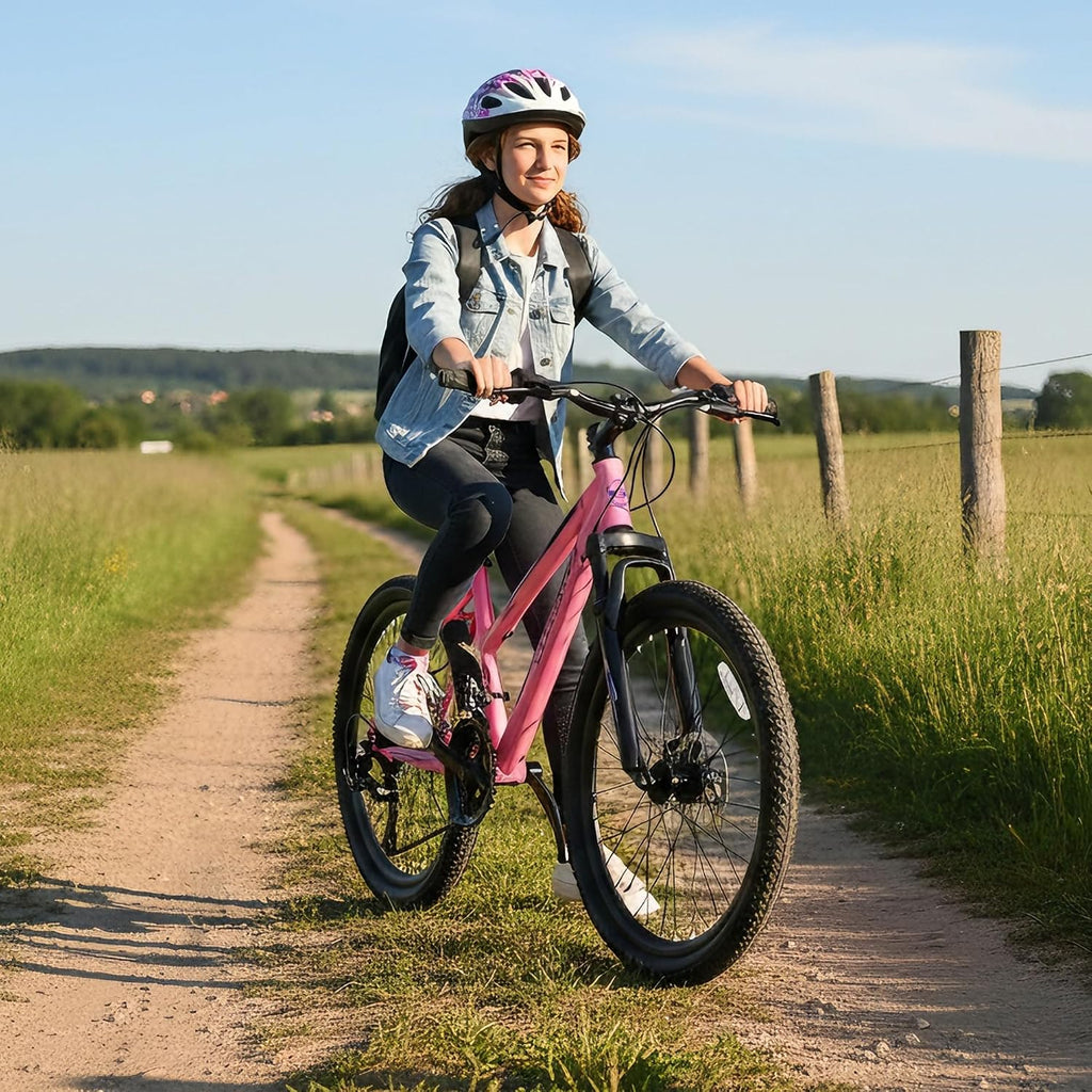 Ecarpat 24 26 Inch Women Girls Mountain Bike, Disc/V Brakes 21 Speeds Women Bike, Sturdy Steel Frame and Suspension Fork, Stylish Adult and Teens Bicycle for Urban Trail Snow Commuter