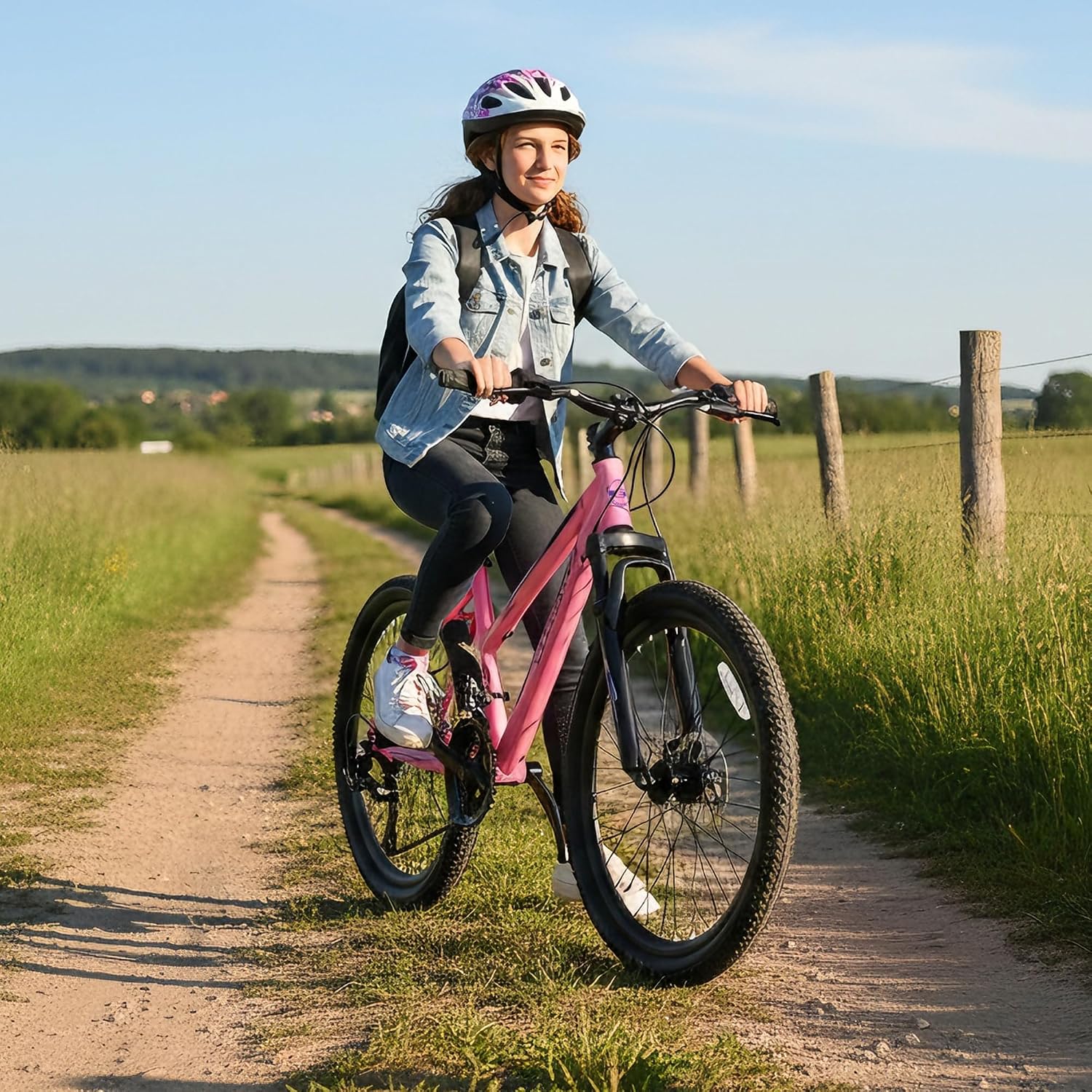 Ecarpat 24 26 Inch Women Girls Mountain Bike, Disc/V Brakes 21 Speeds Women Bike, Sturdy Steel Frame and Suspension Fork, Stylish Adult and Teens Bicycle for Urban Trail Snow Commuter
