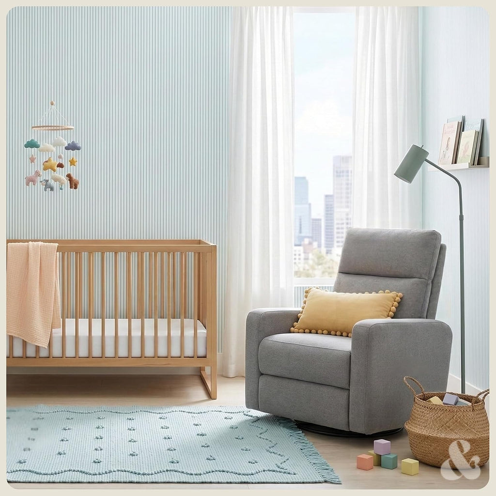 Nurture& The Glider Plus - Premium Nursery Power Recliner | Swivel Chair with Adjustable Head Support and Adjustable Lumbar Support | Built-in USB - The Ultimate Comfort for Nursing, Relaxing (Gray)