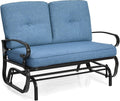 Giantex Outdoor Glider Bench, Patio Loveseat with Cushions, 440 Lbs Capacity, 2-Person Outdoor Rocking Chair, Porch Glider Swing for Garden, Backyard, Poolside, Patio Seating Rocker (Navy)