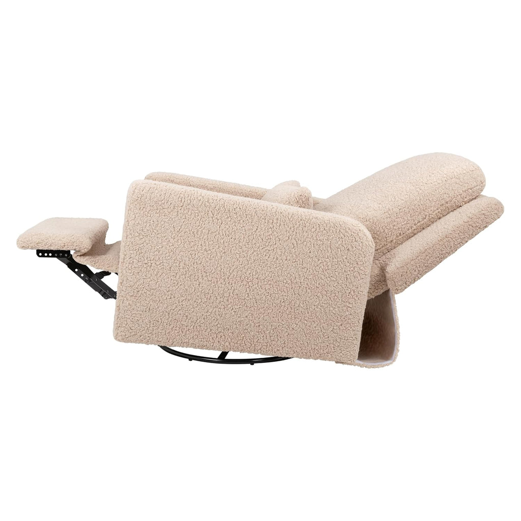 Babyletto Sigi Manual Recliner and Swivel Glider in Chai Shearling, Greenguard Gold and CertiPUR-US Certified