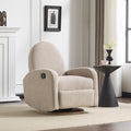 GDFStudio Swivel Glider Recliner Chair Nursery Rocker Recliner Chair with Boucle Upholstered High Back Single Seat Sofa Chair with Deep Seat Manual Nursing Reclining for Living Room, Almond