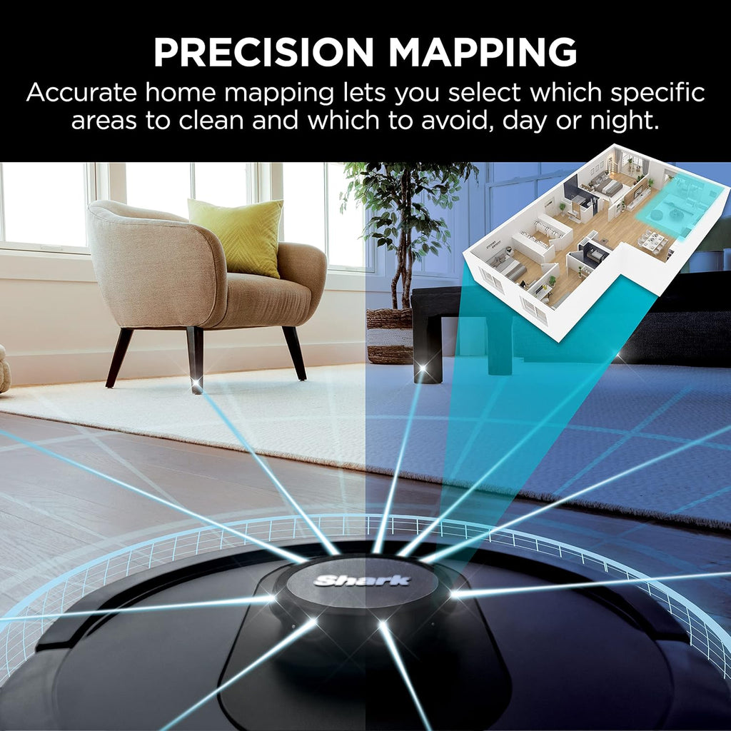 Shark R-AV2501S HEPA Self-Empty Base, Bagless, 30-Day Capacity LIDAR Navigation Perfect for Pet Hair AI Robot Vacuum, Black - Certified Refurbished