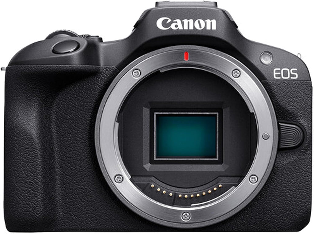 Canon EOS R100 Mirrorless Camera with 50mm Prime Lens + 64GB Memory Card, Case, Hood, Grip-Pod, Filter Professional Photo Bundle (Renewed)