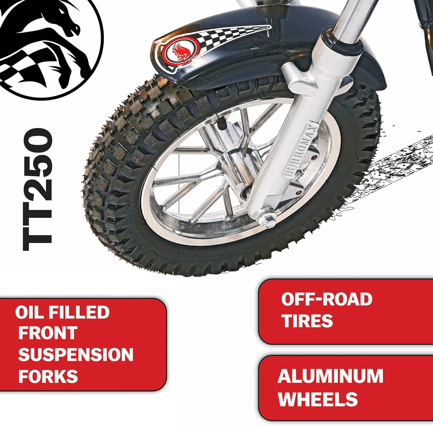 Burromax TT250 Electric Dirt Bike for Kids, 250w 24v 7ah, 2 Speeds, 14 Mph, Up to 150lb Rider, Off-Road Electric Mini Bike