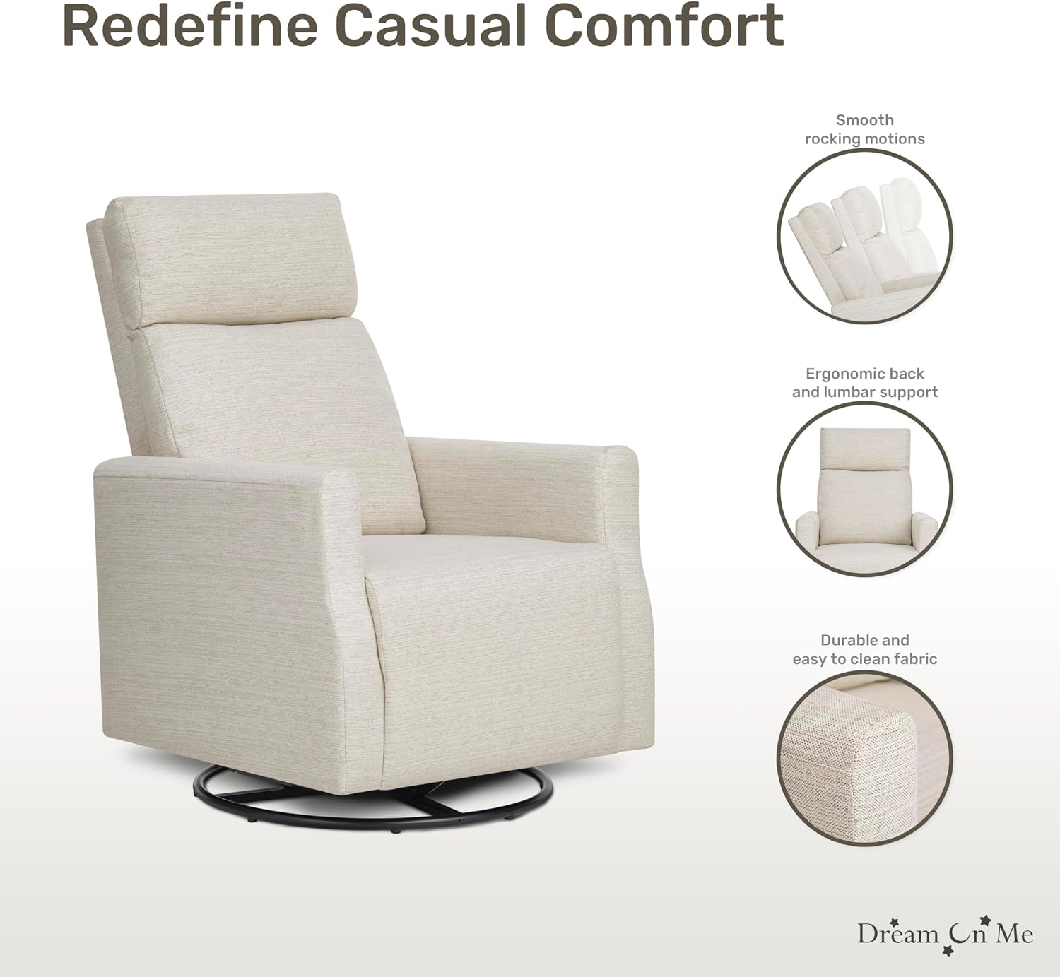 Dream On Me Oliver Swivel Glider with 360-Degree Swivel and Plush Corduroy Fabric, FSC Certified.