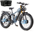 2026 Dual Motor Electric Bike for Adults AWD 5000W/3000W Peak 40 MPH/30 MPH E Dirt Bike, 52V/48V Removable Battery 65/80/150 Miles Max Long Range with Full Suspension 26' Fat Tires Mountain Bike