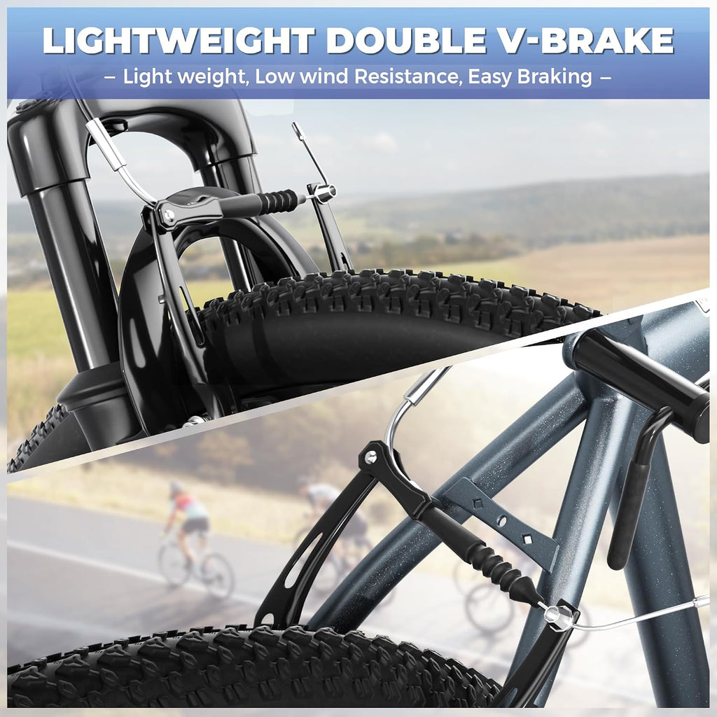 Outroad 26 Inch Mountain Bike, 7/21-Speed/High-Carbon Steel/Aviation Grade Frame, Dual Disc/V Brake, Adjustable Ergonomic Seat Bicycle for Men Women Adult, Quick Assembly in 20 Minutes