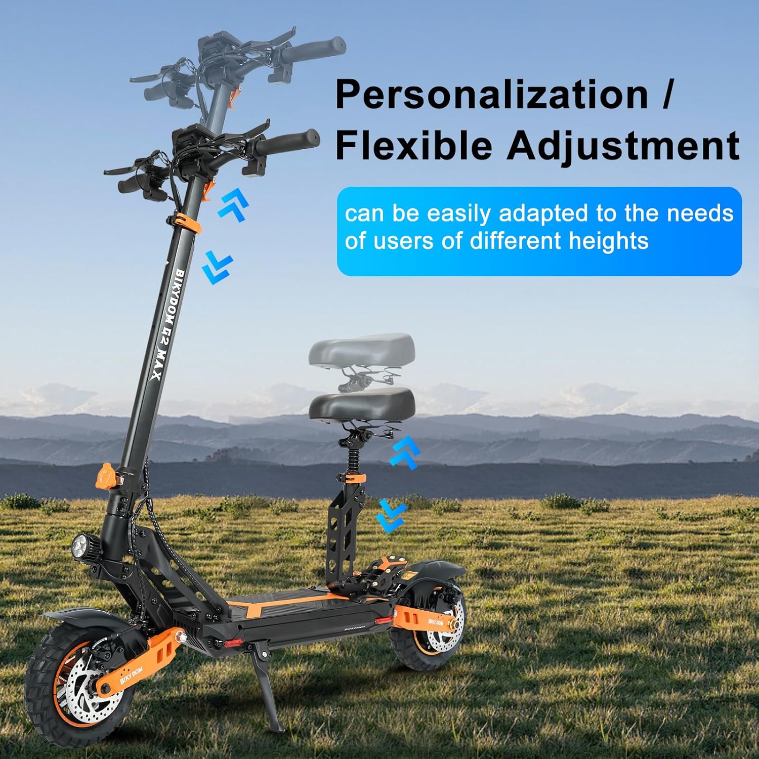 Electric Scooter Adults 1600/4000/6000W Motor 50 Miles Long Range & 40/45/50 MPH Top Speed 10' Off Road Tire Folding E-Scooter 60V/48V 20.8AH Battery Kick Scooter with Detachable Seat for Commuter