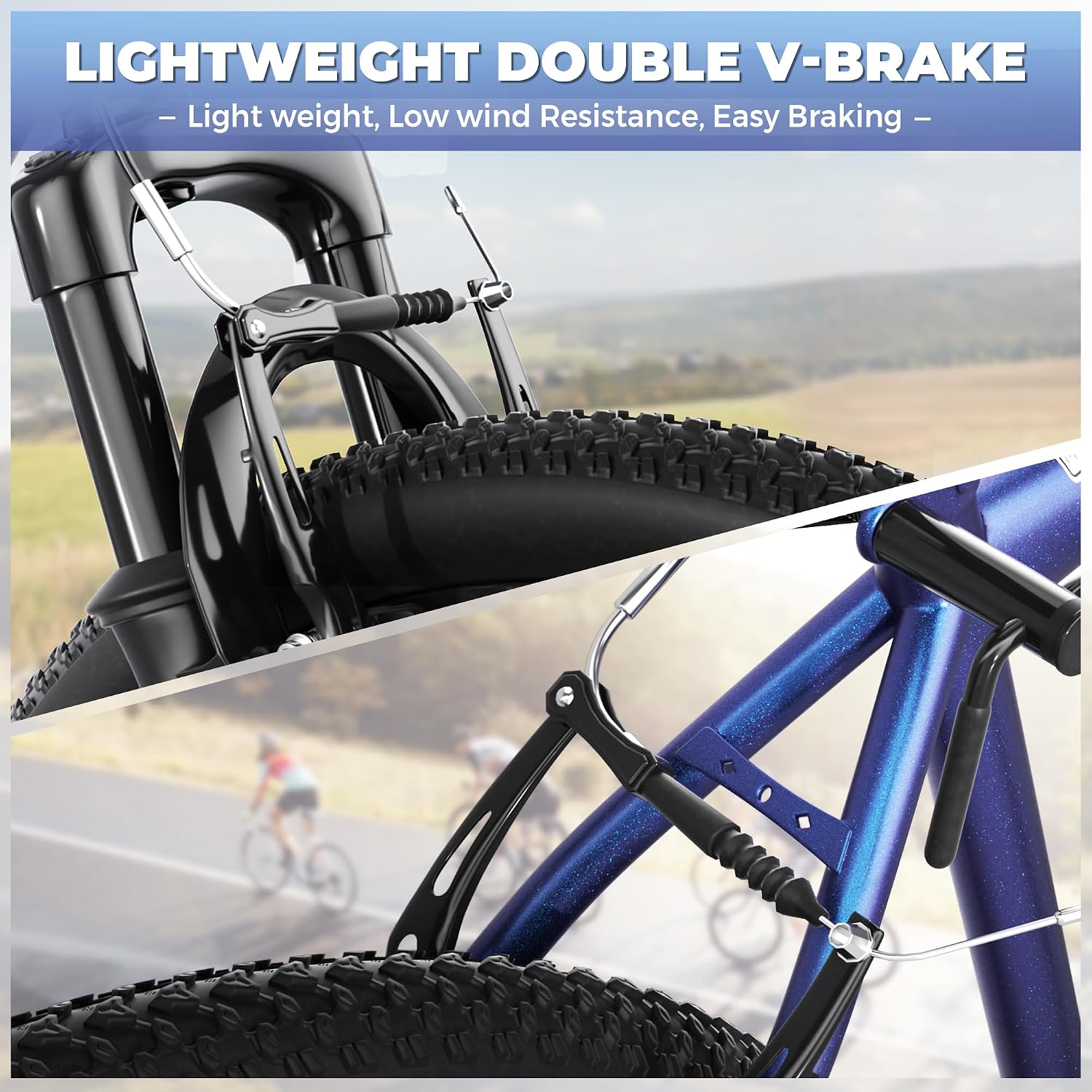Outroad 26 Inch Mountain Bike, 7/21-Speed/High-Carbon Steel/Aviation Grade Frame, Dual Disc/V Brake, Adjustable Ergonomic Seat Bicycle for Men Women Adult, Quick Assembly in 20 Minutes