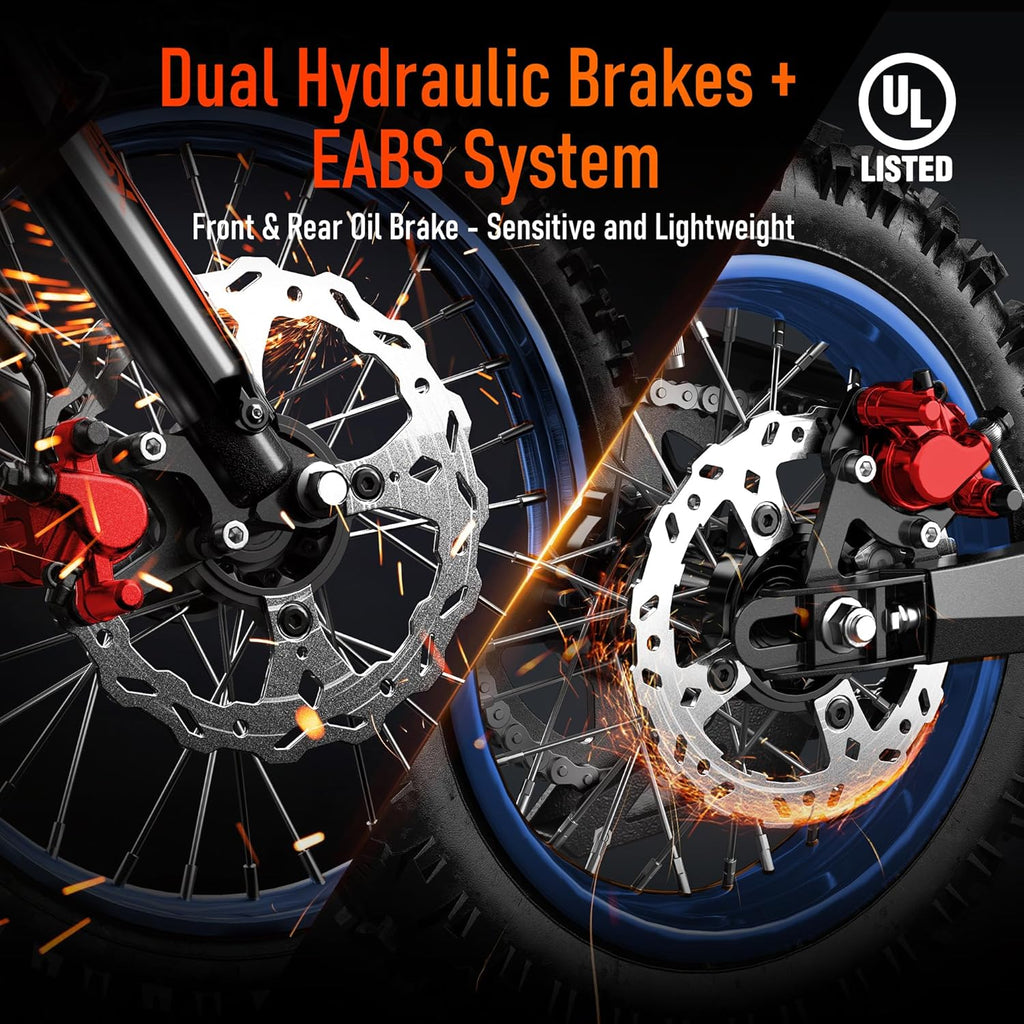 Electric Dirt Bike for Adults Teens, 3000W Brushless 220Nm Motor - 45° Slope, 38 MPH, 48V/23.4Ah Removable Battery, Dual Hydraulic Brakes & Full Suspension Electric Motorcycle for Age 13+