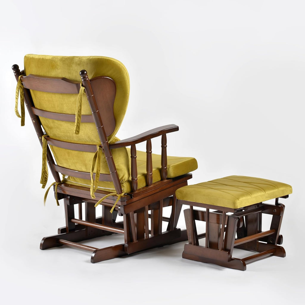 Comfort Deluxe Glider Chair and Ottoman Set (Greenish Yellow)