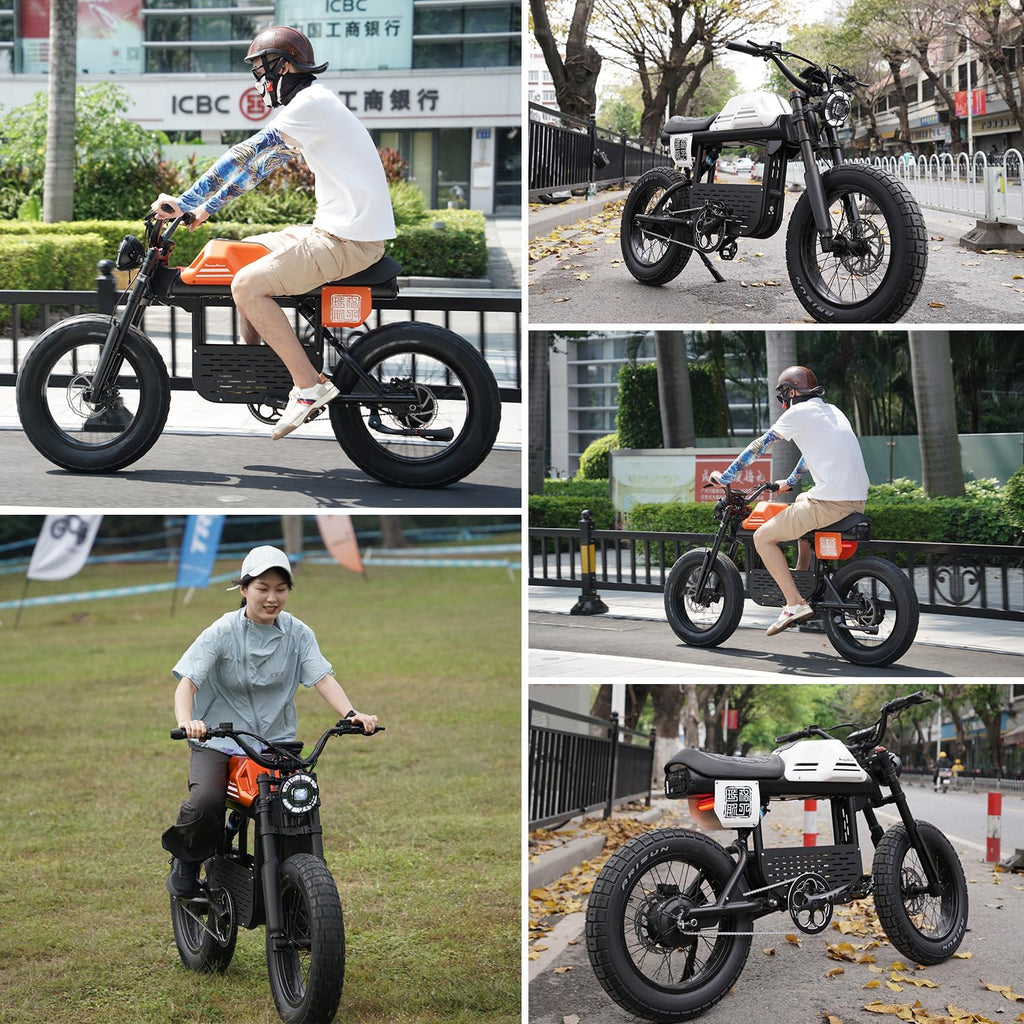 eAhora Dual Motor Electric Bike - Adults 4000W 44MPH Ebike 52V 30Ah Long Range Electric Dirt Bike, 20 * 4.5 Fat Tire Electric Mountain Bike Full Suspension Electric Motorcycle for Off Road