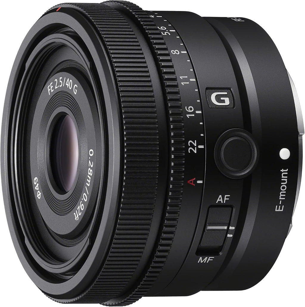 Sony FE 40mm F2.5 G Full Frame Ultra Compact Lens SEL40F25G for E-Mount Mirrorless Cameras Bundle with 49mm UV/Polarizer/FLD Filter Kit + Deco Photo Protective Case 4 Pack + Software and Accessories