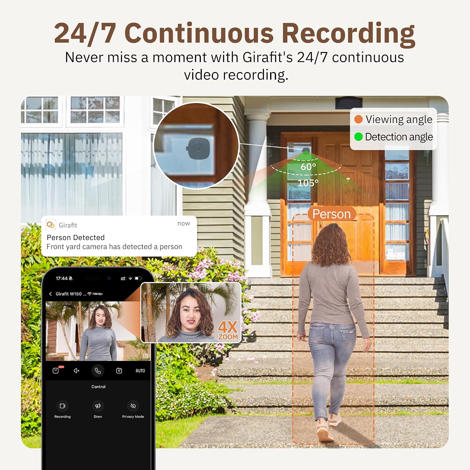 3MP 2K Window Camera,2.4GHz & 5GHz WiFi Indoor Cameras for Home Security with ChroMax Al Color Night Vision,Person & Motion Detection,24/7 Recording,Easy & Quick Install(3pcs)