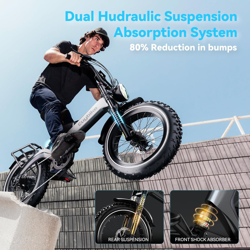 bluebiko 2000W/3000w Peak Electric Bike for Adults, 48V 35AH/52v 30AH Removable Battery, 100+Miles Long Range Foldable Electric Bike, 20'x4.0' Fat Tire, All Terrain Ebike