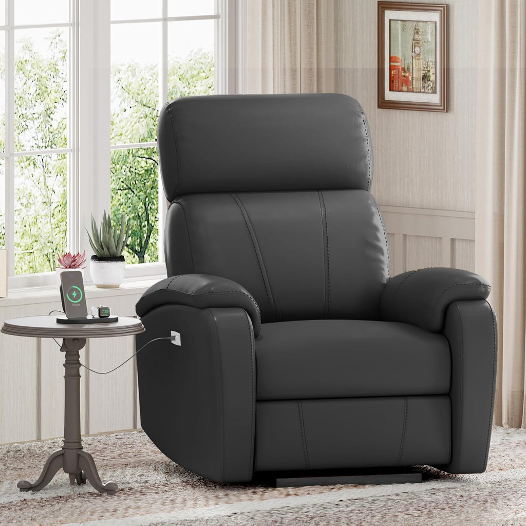 FLEXISPOT X3 Power Recliner Chair, Adjustable Electric Recliner with USB Port, Thick Cushion & Padded Back, Comfortable Faux Leather Chair for Living Room Bedroom Home Theater (Black)