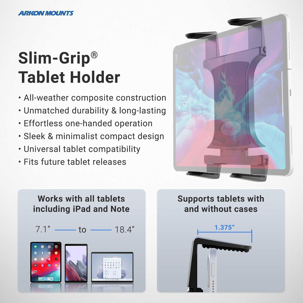 ARKON Mounts Remarkable Creator Pro+Plus Clamp Mount Content Creators & Hobbyists Phone Holder for Filming Secondary Tablet Holder LED Light Solid Clamp Fits Pad, iPhone, and More