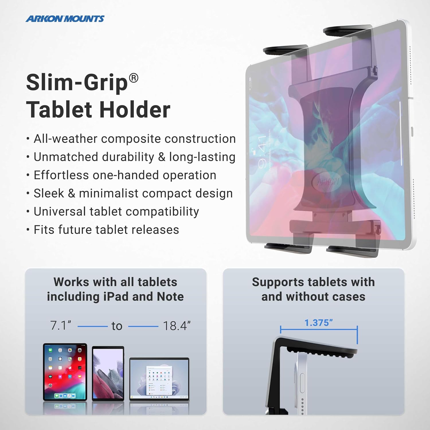 ARKON Mounts Remarkable Creator Pro+Plus Clamp Mount Content Creators & Hobbyists Phone Holder for Filming Secondary Tablet Holder LED Light Solid Clamp Fits Pad, iPhone, and More