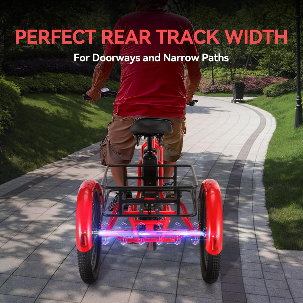 Vivi 750W Peak 20'' Folding 3 Wheels Electric Bicycle Bikes, 48V 10.4Ah Removable Battery Electric Tricycle for Adults, Speed Differential, 15.5MPH Eletric Trike with Bracket