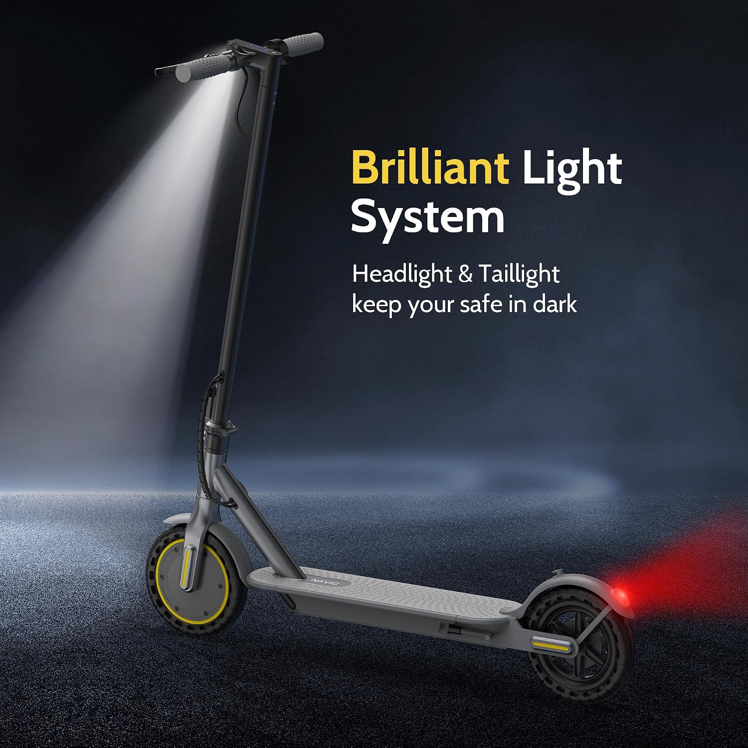 NAVIC Electric Scooter with Dual Suspension, 8.5'/10' Tires, 350W/500W Motor, 19/22 Mph, Max 22/25/27/49Miles Range, Foldable E Scooter for Adults with Braking, App Control