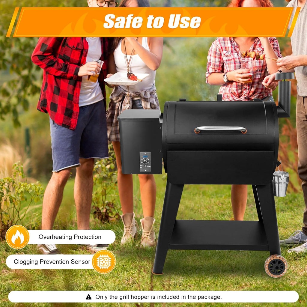 Pellet Smoker Hopper Kit,Vertical Pellet Hopper Assembly,250w Electric Wood Pellet Grill with Digital Temperature Controller for BBQ Smoke Bake（180℉ to 500℉）