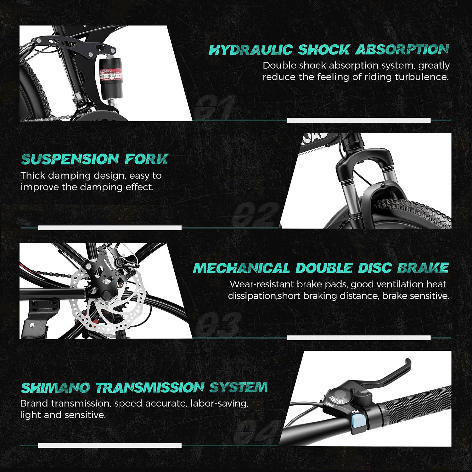 26 Inch Adult Folding Bikes/Mountain Bikes, 21 Speeds Mountain Bicycles with Full Suspension, Dual Disc Brake, High Carbon Steel Frame, Foldable Bike for Men/Women/Teen, Multiple Colors