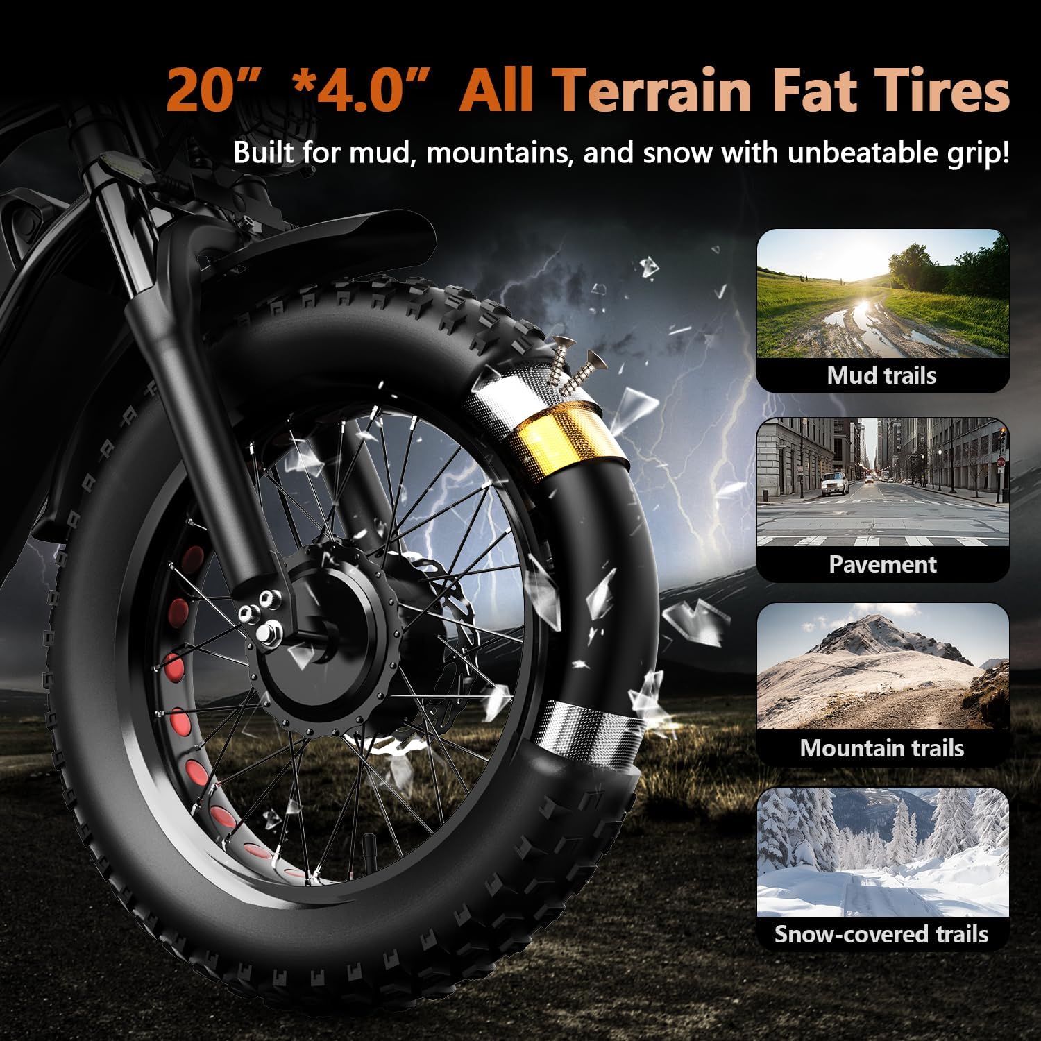 3000W/2000W Dual Motor/Single Motor Electric Bike for Adults, 48V 30AH/25AH Removable Battery Moped Style EBike, 30+MPH & 100 Miles 20' Fat Tires Electric Dirt Bike, Hydraulic Suspension Torque Sensor