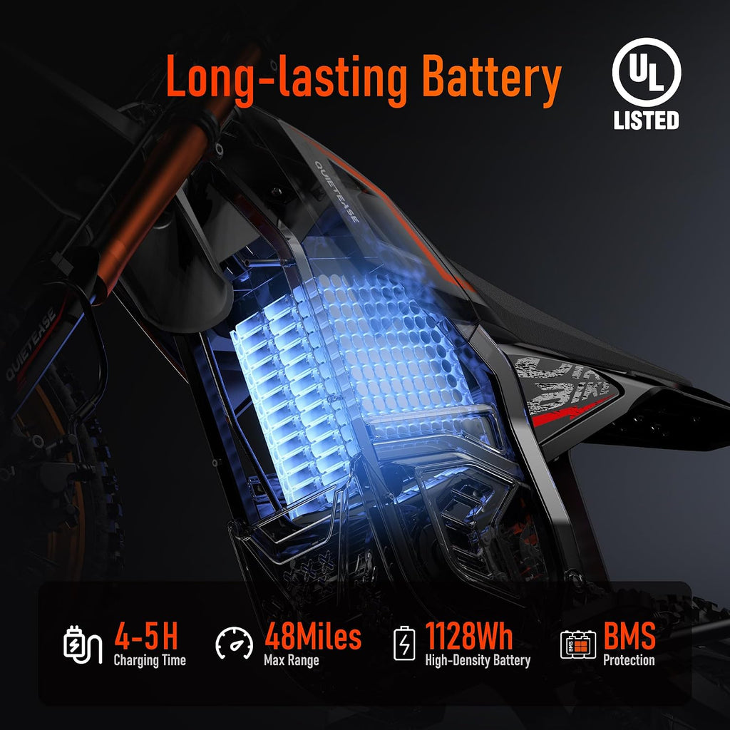 Electric Dirt Bike for Adults Teens, 3000W Brushless 220Nm Motor - 45° Slope, 38 MPH, 48V/23.4Ah Removable Battery, Dual Hydraulic Brakes & Full Suspension Electric Motorcycle for Age 13+