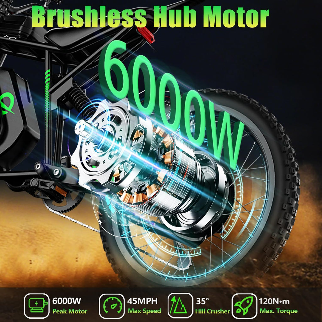 Electric Bike for Adults, R3/R3 Neo 6000W Peak Dirt Bike, 50MPH /45MPH Top Speed, 50 Miles Long Range Ebike with 60V 25Ah Battery, 19' Off Road Tires Electric Motorcycle with Full Suspension