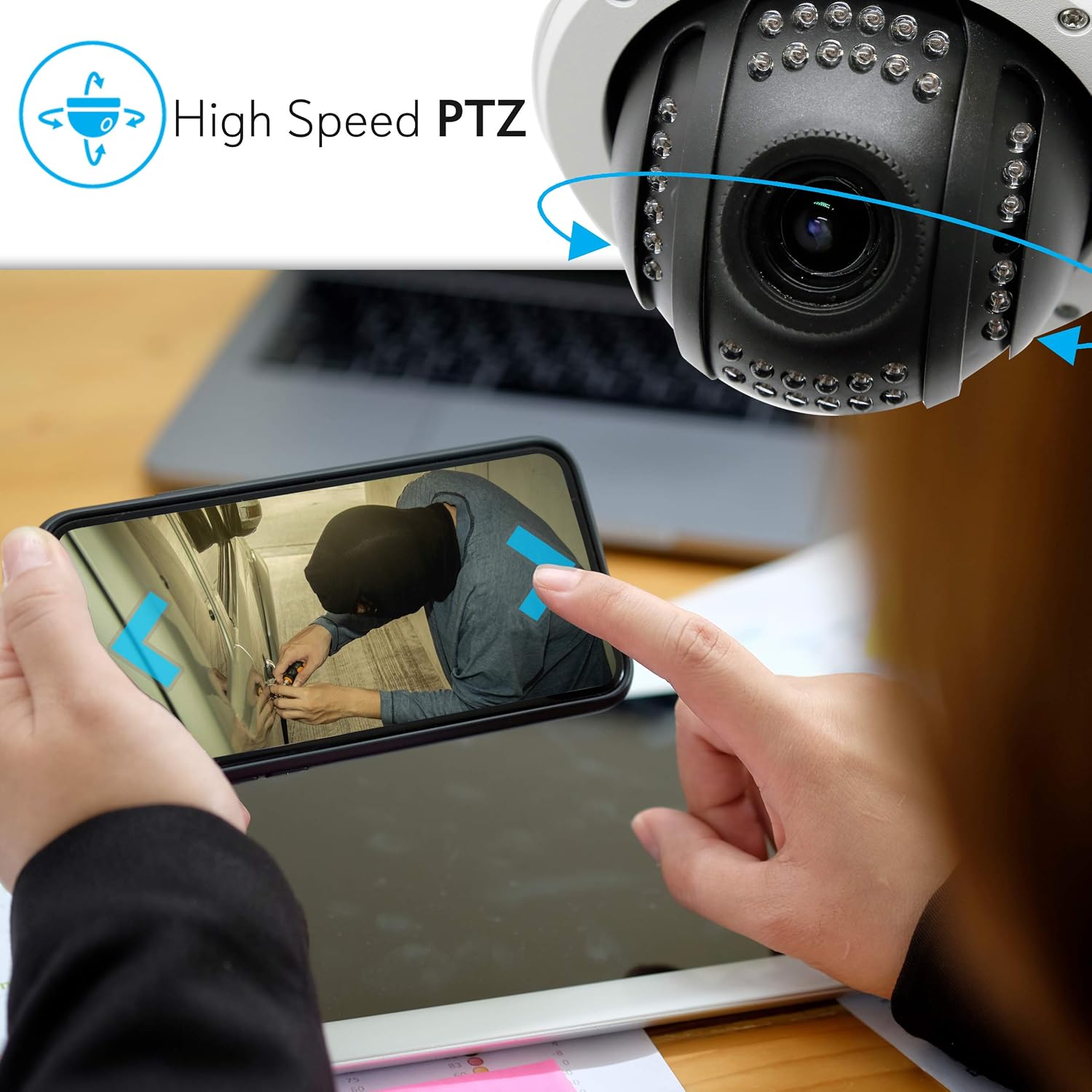 Pyle Outdoor IP Camera Optical Zoom, HD 960p with 32g SD Storage, Weatherproof Wireless WiFi Home Security Surveillance, Outdoor PTZ Pan Tilt Dome and 4X Zoom, Smartphone App Monitoring