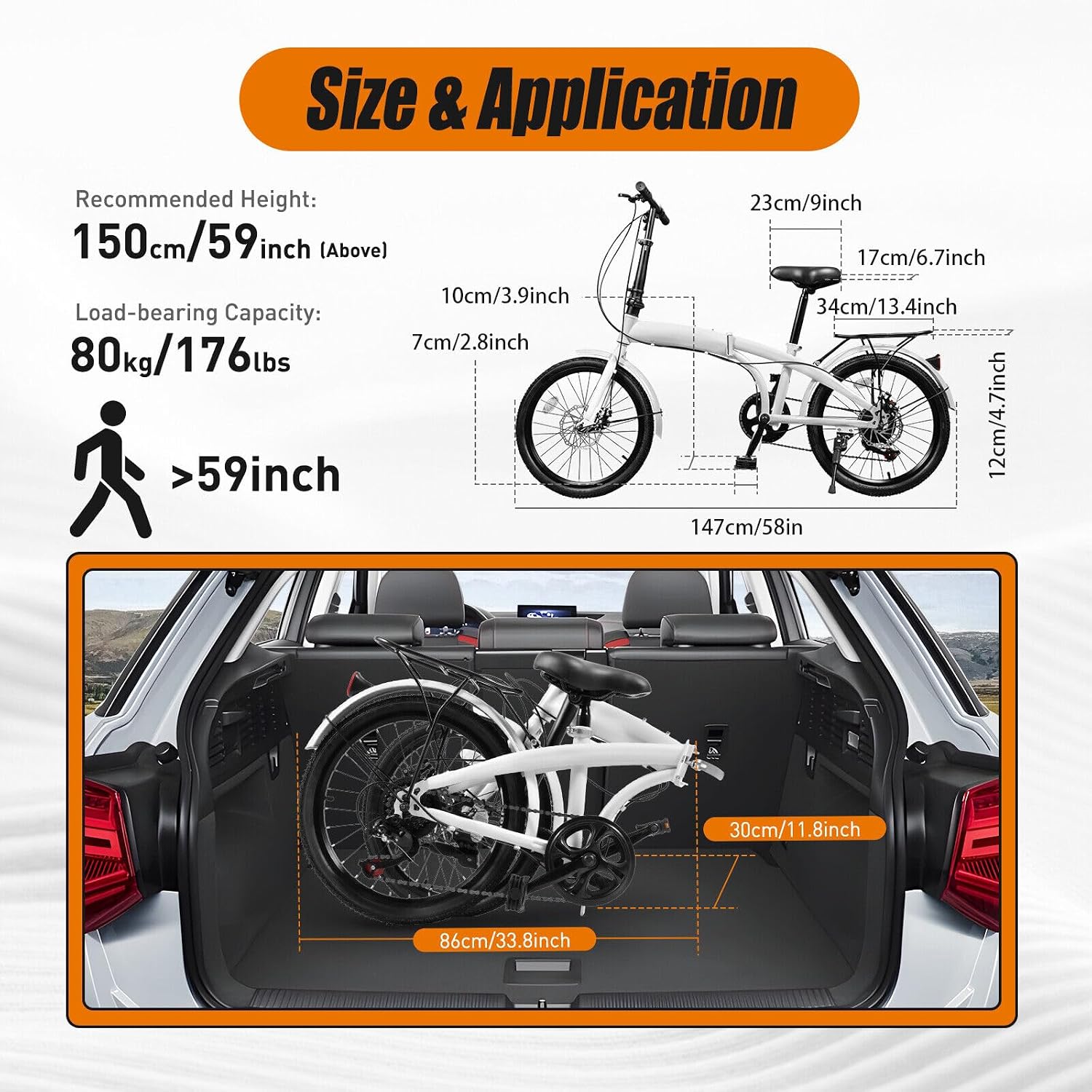 20' Foldable Bicycle, 7 Speed Non-Slip Folding Bike W/Dual Disc Brake & Adjustable Design, Folding Bikes for Adult City Commuter Bicycle