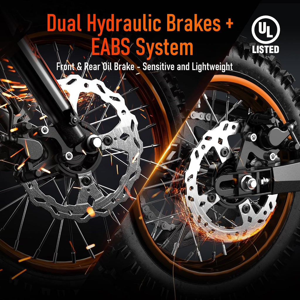 Electric Dirt Bike for Adults Teens, 3000W Brushless 220Nm Motor - 45° Slope, 38 MPH, 48V/23.4Ah Removable Battery, Dual Hydraulic Brakes & Full Suspension Electric Motorcycle for Age 13+