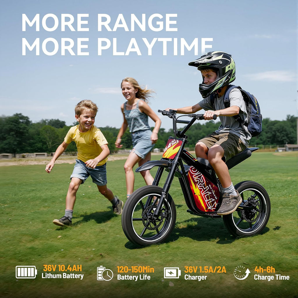 eAhora 36V 1000W Electric Dirt Bike for Kids 8+, 3-Speed Modes Kids Electric Bike, Up to 23MPH & 35 Miles Electric Off-Road Motocross for Kid, Hydraulic Brake & Dual Suspension, S4 Young Plus-Red