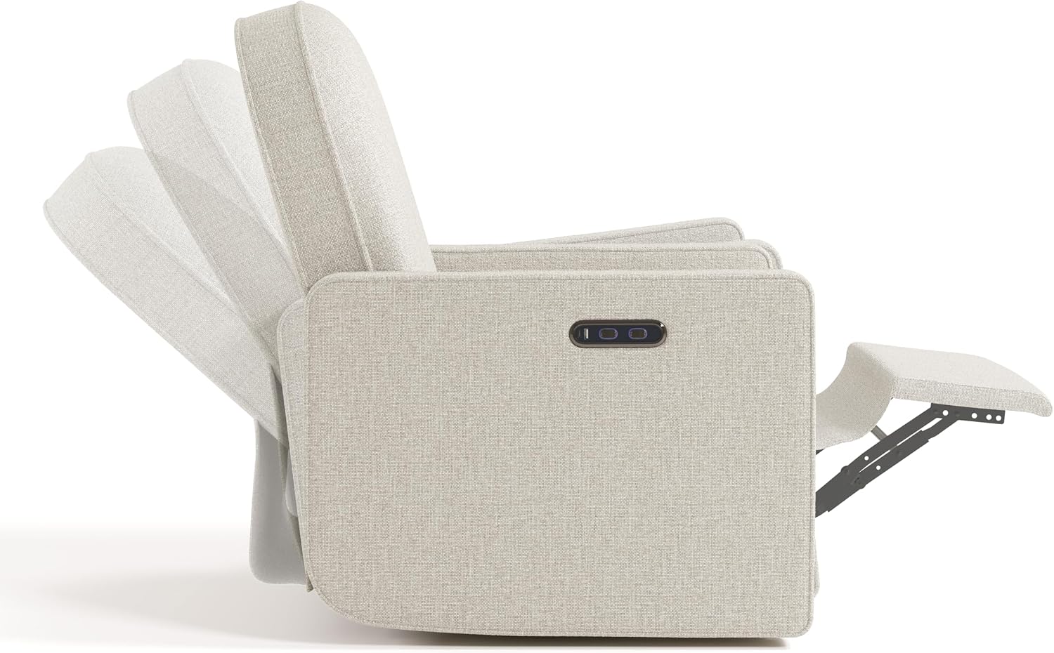 Graco Olivia Premium Nursery Power Recliner Swivel Glider, Smaller Profile for Smaller Rooms, Oeko-TEX 100 Certified, Upholstered Glider, USB Charging Port, Durable Metal Base – (Dune Basketweave)