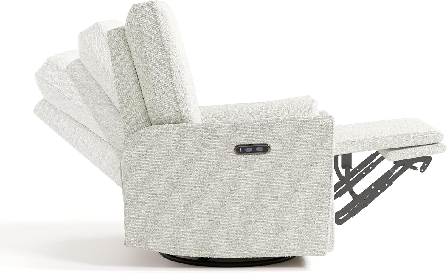 Storkcraft Santorini Deluxe Power Recliner Swivel Glider (Ivory Boucle) – Premium Electronic Power Recliner for Nursery, Includes Dual-USB Charging Port for USB-A & USB-C, Glider Rocking Chair