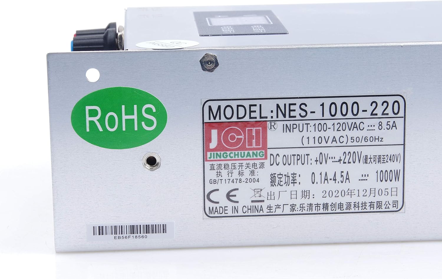 Adjustable DC Power Voltage Converter AC 110V to DC 0-220V 0-4.5A Module 220V Switching Power Supply Digital Display 1000W Voltage Regulator Transformer Built in Cooling Fan (0-220V 0-4.5A)