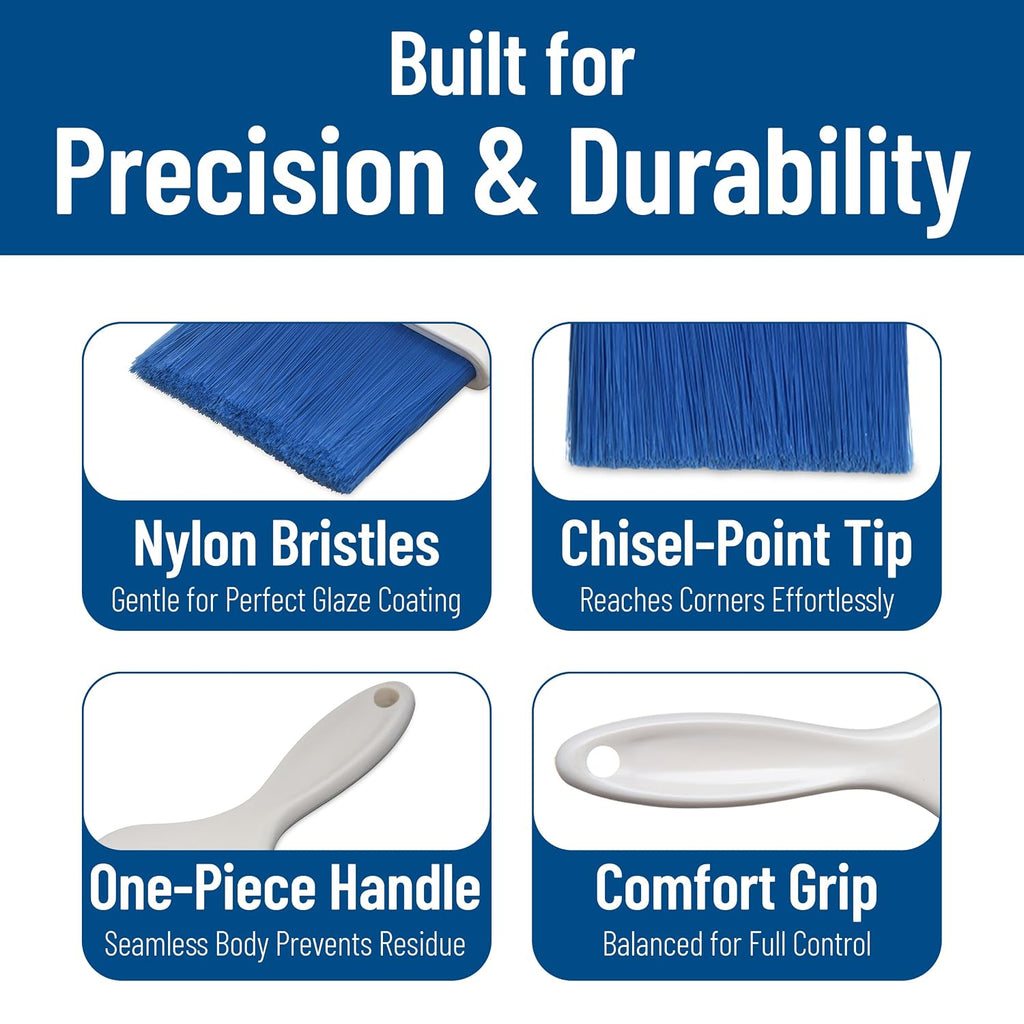 Carlisle Foodservice Products Galaxy Pastry Brush, 3' Wide, Flat, with Hanging Hole, Soft, Tapered with Chisel-Point Trim and Handle, Nylon, Blue, (Pack of 12)