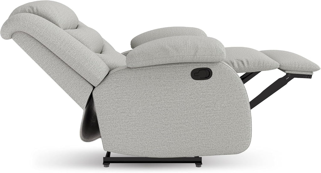 Oversized Fabric Recliner Chair, Overstuffed Manual Recliner Chair Single Sofa with Comfortable Arm and Backrest, Comfty Home Theater Seating for Living Room, Meeting Room, Bedroom, Light Grey