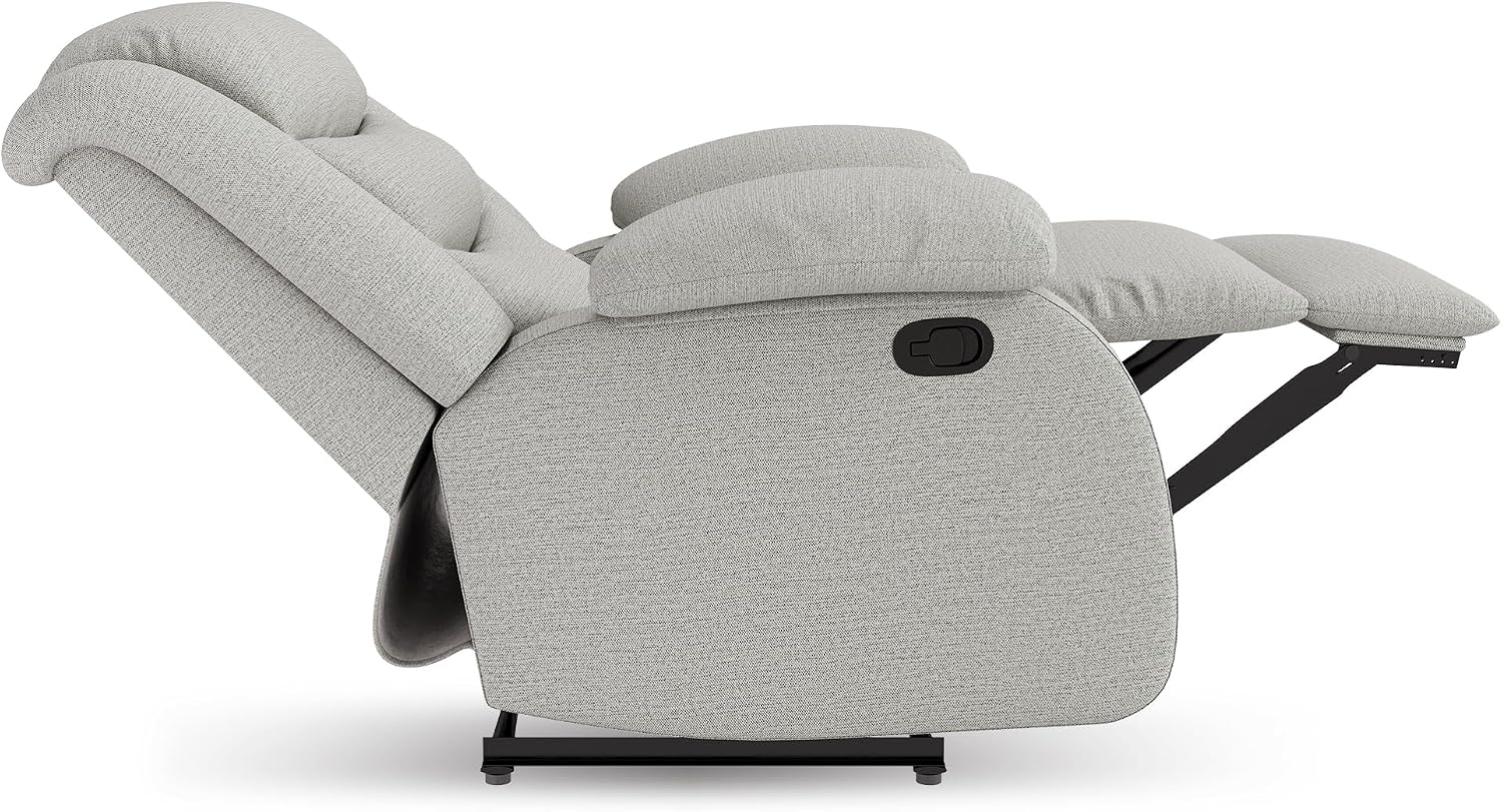 Oversized Fabric Recliner Chair, Overstuffed Manual Recliner Chair Single Sofa with Comfortable Arm and Backrest, Comfty Home Theater Seating for Living Room, Meeting Room, Bedroom, Light Grey