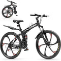 26 Inch Adult Folding Bikes/Mountain Bikes, 21 Speeds Mountain Bicycles with Full Suspension, Dual Disc Brake, High Carbon Steel Frame, Foldable Bike for Men/Women/Teen, Multiple Colors