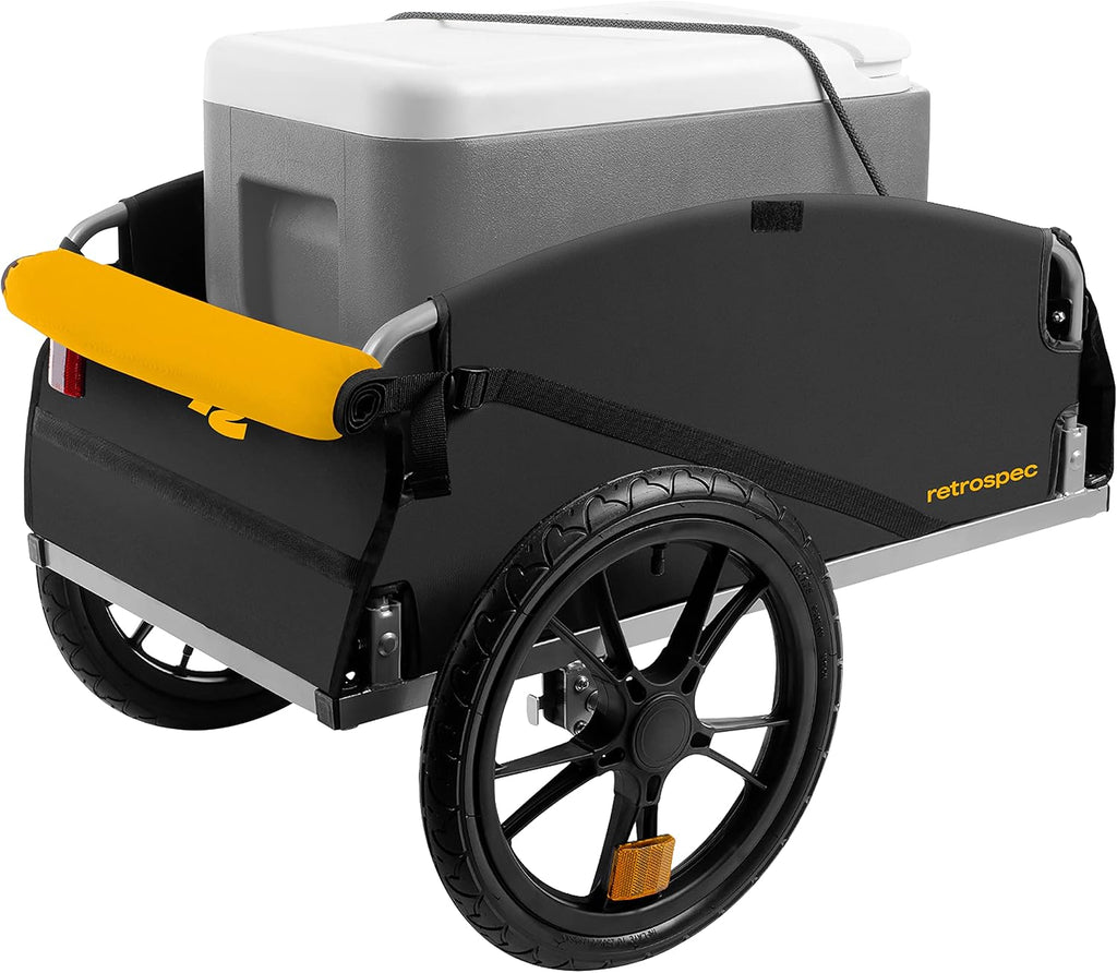 Retrospec Rover Hauler Bike Cargo Trailer - Foldable Frame with Weather-Resistant Fabric & 80lb Capacity - Universal Bike Trailer for 20-29in Wheels - Includes Safety Flag & D-Ring Anchors