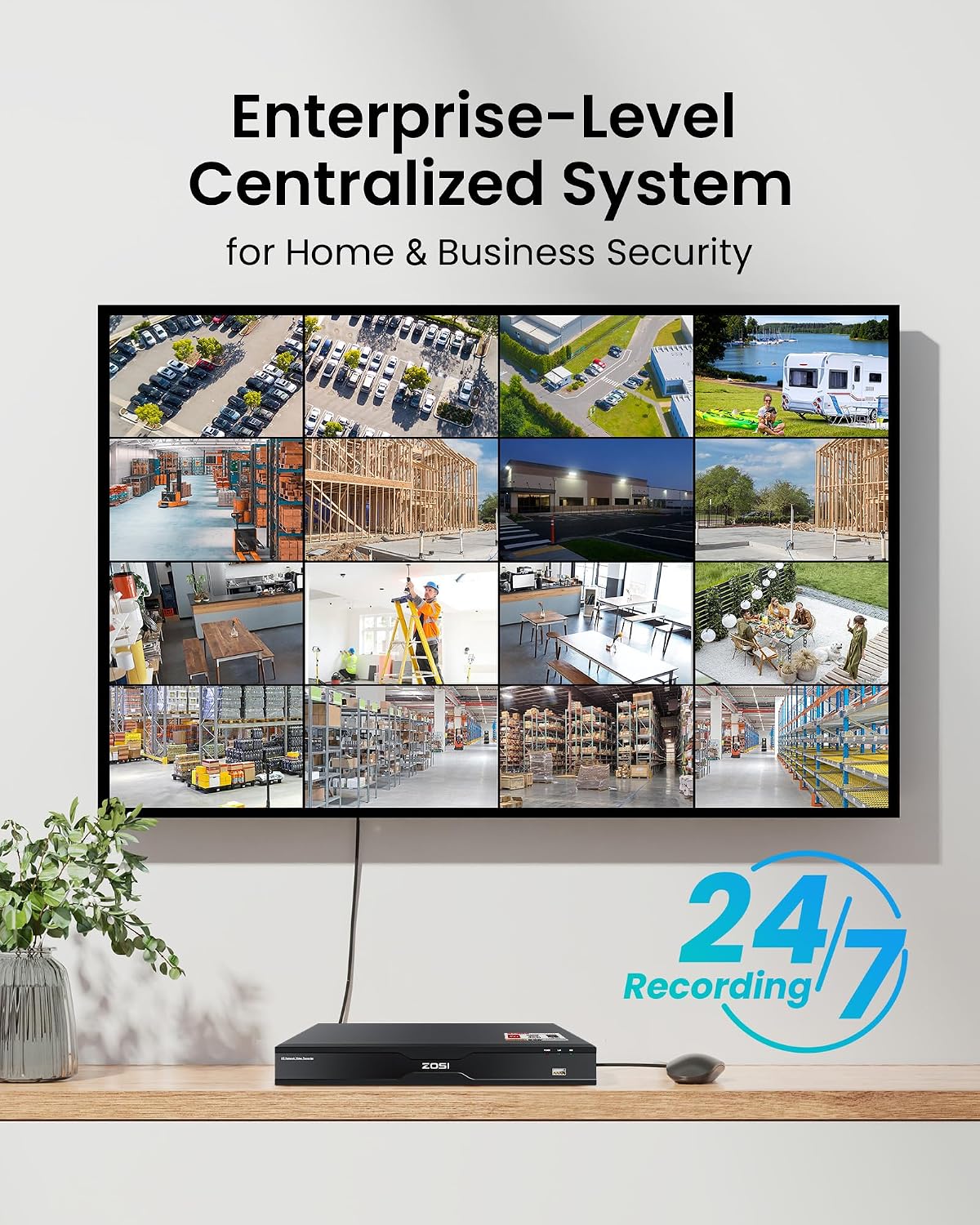 ZOSI 32CH 4K PoE Security Camera System, Face Person Vehicle Detection, 2 Way Audio, Spotlight Siren, 20pcs 8MP Outdoor Indoor IP Cameras, 32 Channel 4K NVR with 8TB HDD for 24/7 Recording