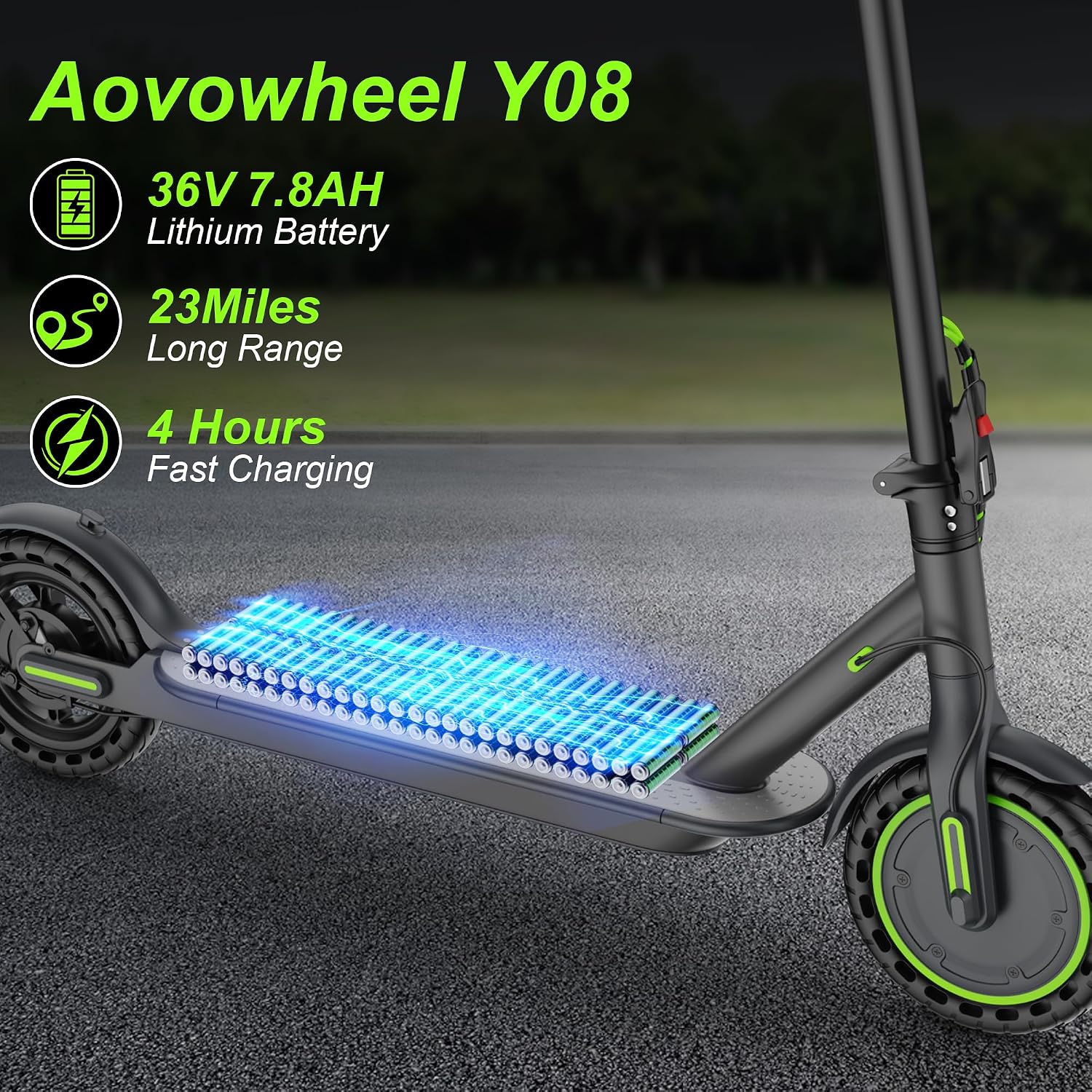 Aovowheel Electric Scooter for Adults, Folding E Scooter with 250W-500W Motor 16-24 Mph Top Speed, Max 15-60Miles Long Range,6.5''/8.5''/10''/14'' Solid Tires Commuting Scooters, Dual Brakes